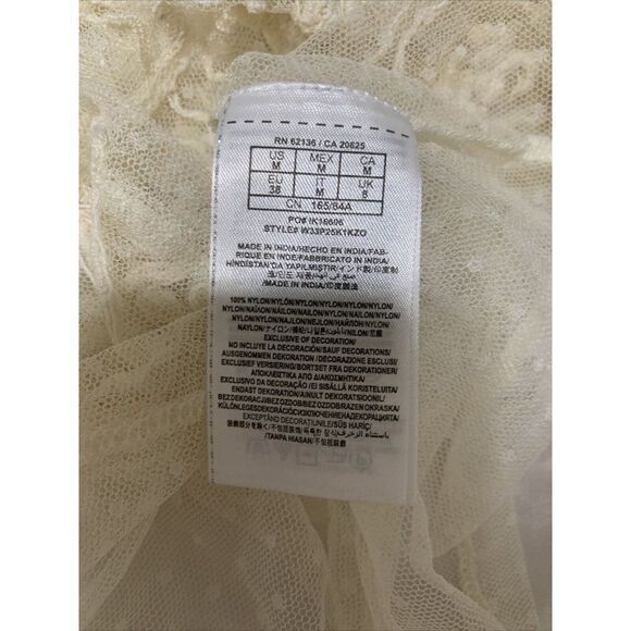 Guess New Cream Sheer Long Sleeve Embellished Nylon Blouse Top Medium - Picture 7 of 7